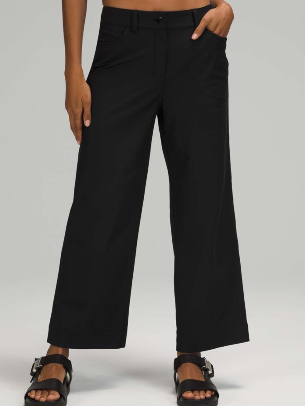 🍋 Lululemon Black Wide-Leg City Sleek Size 10 (30) Pants 25”